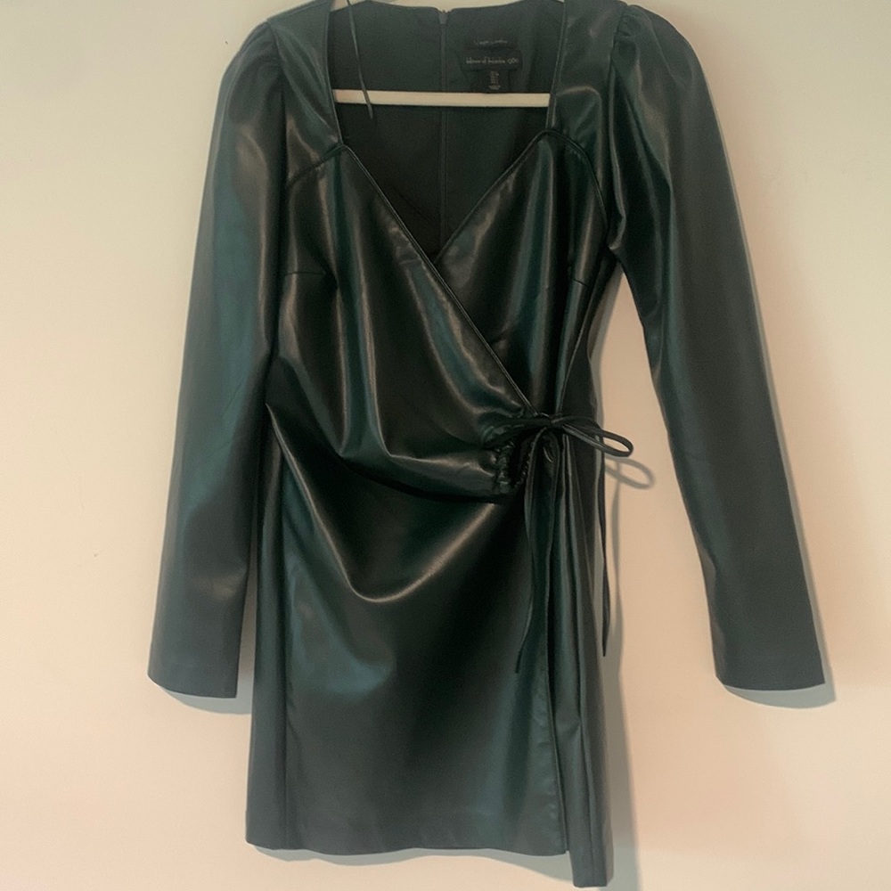 Green leather dress